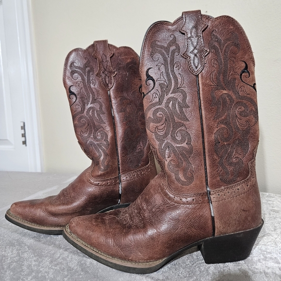 Justin L2559 Ladies Cowgirl Leather Boots Size 6.5 - Picture 2 of 9